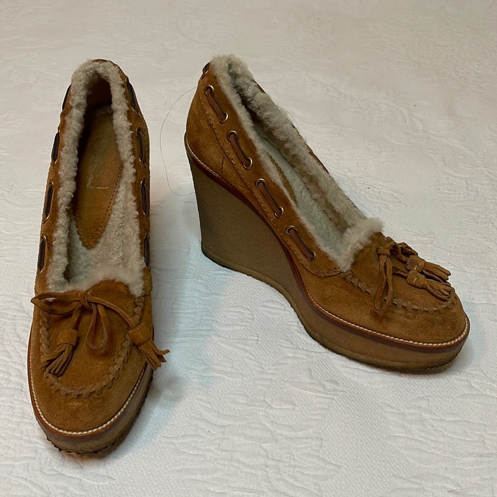Yves Saint Laurent Brown Wedge Shoes